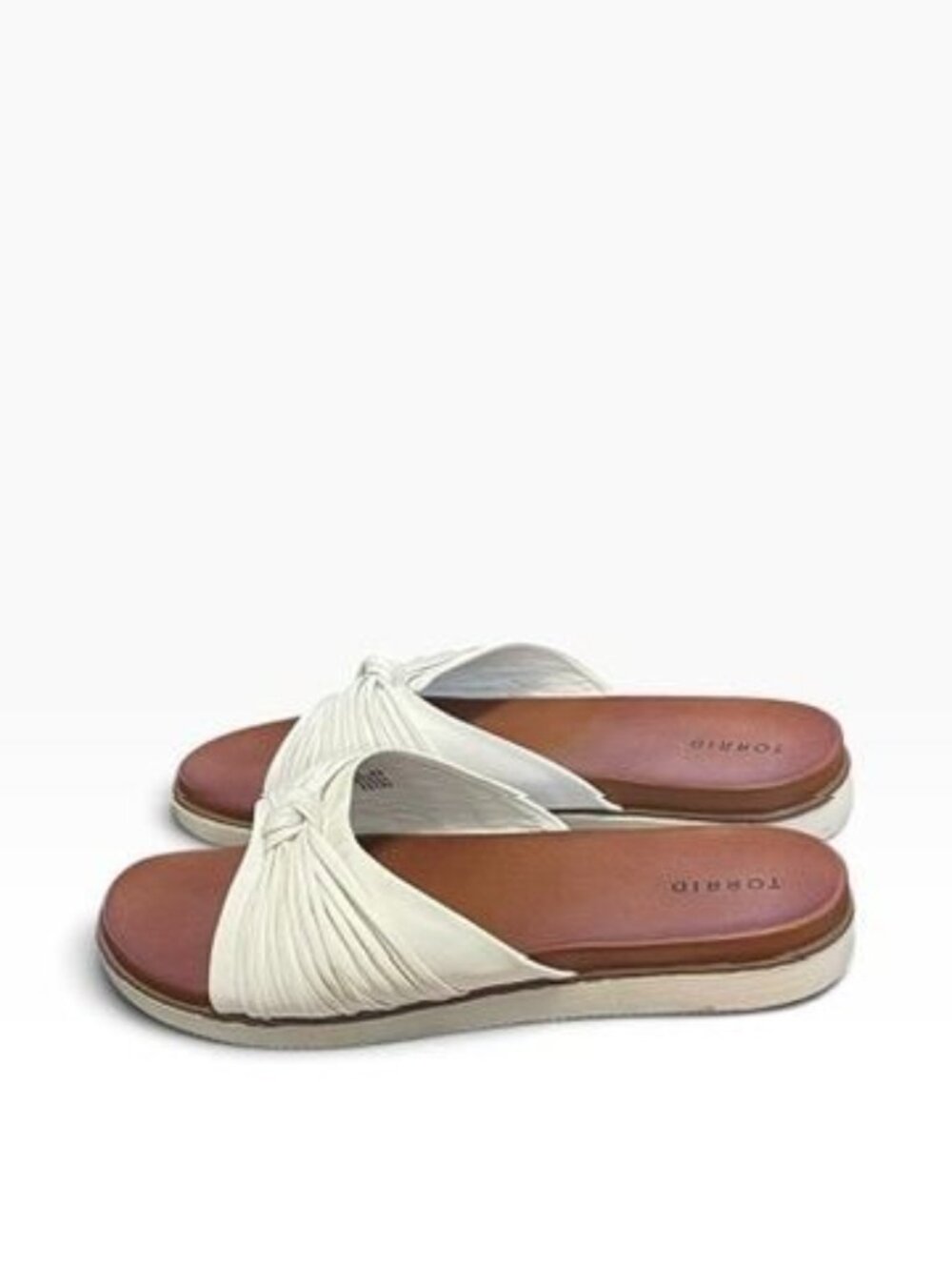 Torrid White Knotted Slide Sandals Faux Leather Size 13W Womens Slip-On Comforta